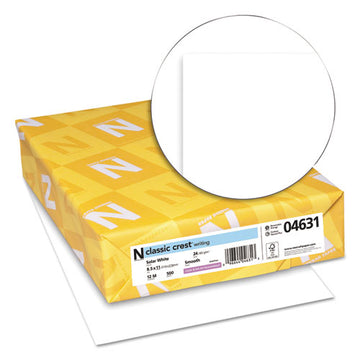 Neenah Paper Classic Crest Stationery, 97 Bright, 24 Lb, 8.5 X 11, Solar White, 500-ream freeshipping - TVN Wholesale